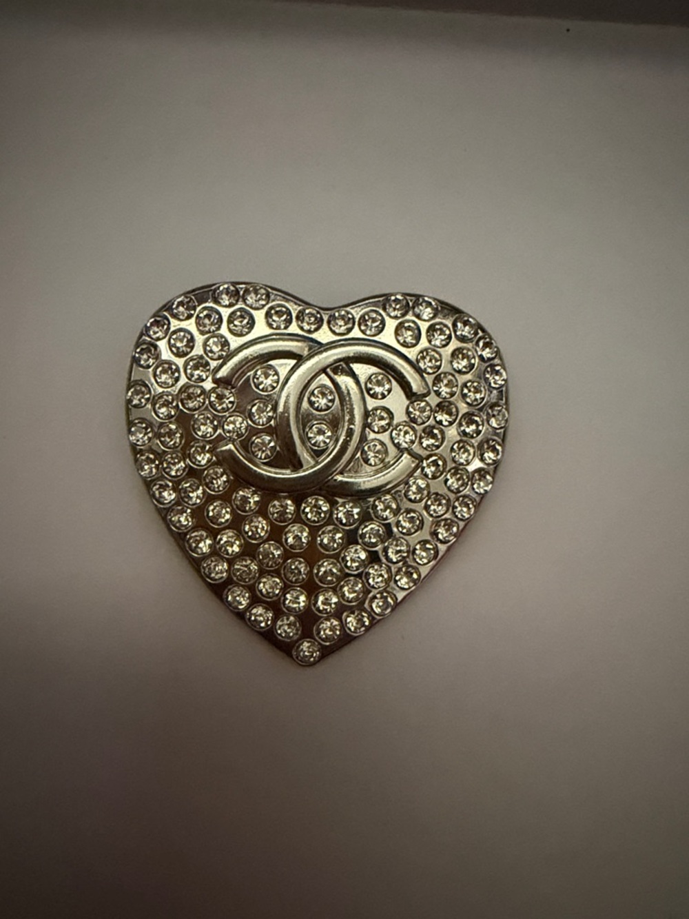 Bintage style Brooch  Silver Crystal Heart Brooch